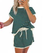 Conjunto de lounge SELINK, saia e camiseta de 2 peças para mulheres, verde Conjunto de lounge SELINK, saia e camiseta de 2 peças para mulheres, verde