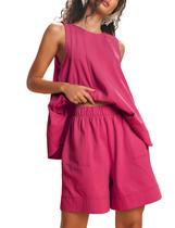 Conjunto de lounge Tomosc, roupas casuais de verão para mulheres, algodão