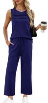 Conjunto de lounge WIHOLL 2025 Summer Casual Travel Feminino Azul Escuro XL
