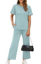 Conjunto de lounge XIEERDUO de duas peças para mulheres azul tamanho M