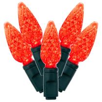 Conjunto de luces LED Vickerman 100 luces C6 luces rojas con cable verde Conjunto de luces LED Vickerman 100 luces C6 luces rojas con cable verde