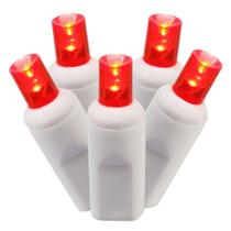 Conjunto de luces LED Vickerman 100 rojas de ángulo amplio en cable blanco Conjunto de luces LED Vickerman 100 rojas de ángulo amplio en cable blanco