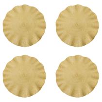 Conjunto De Lugares Americanos Babado Dourado Poliéster Com 4 Unidades Conjunto De Lugares Americanos Babado Dourado Poliéster Com 4 Unidades