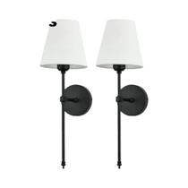 Conjunto De Luminária De Parede De Metal Para Cabeceira Com Abajur De Linho Soquete E27 Sem Lâmpada