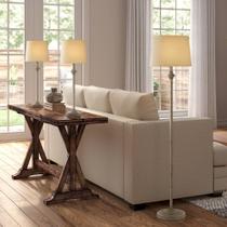 Conjunto de Luminárias Carter 360 Lighting 3 Peças Metal Bege com Abajur de Tecido Creme