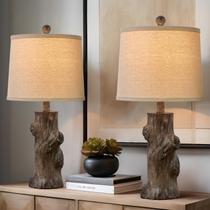 Conjunto de luminárias de mesa de resina OYEARS 23" de 2 casas de fazenda vintage Conjunto de luminárias de mesa de resina OYEARS 23" de 2 casas de fazenda vintage