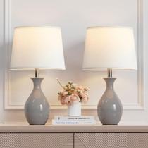 Conjunto de luminárias de mesa PARTPHONER de 2 cabeceiras de cerâmica cinza