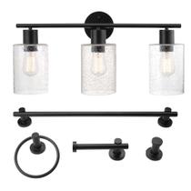 Conjunto de luminárias GLOBE 51851 Bristol de 3 luzes em preto fosco Conjunto de luminárias GLOBE 51851 Bristol de 3 luzes em preto fosco