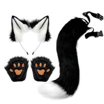 Conjunto de luvas Animal Ears Headband Tail Paw Proumhang 3 unidades Conjunto de luvas Animal Ears Headband Tail Paw Proumhang 3 unidades