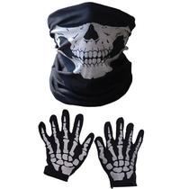 Conjunto de luvas de esqueleto de Halloween e máscara facial de caveira