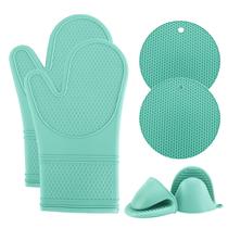 Conjunto de luvas de forno COOK WITH COLOR Silicone resistente ao calor, 6 peças de hortelã