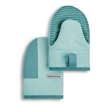 Conjunto de luvas de forno KitchenAid Beacon, dois tons, antiderrapante, Aqua Sky Conjunto de luvas de forno KitchenAid Beacon, dois tons, antiderrapante, Aqua Sky