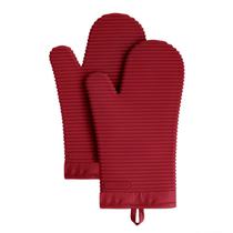 Conjunto de luvas de forno KitchenAid com nervuras, silicone macio, páprica defumada Conjunto de luvas de forno KitchenAid com nervuras, silicone macio, páprica defumada