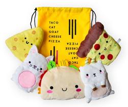 Conjunto de luvas de pelúcia Taco Cat Goat Cheese Pizza com saco