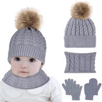 Conjunto de luvas e chapéu de inverno Hicdaw para meninos e meninas de 0 a 3 anos Conjunto de luvas e chapéu de inverno Hicdaw para meninos e meninas de 0 a 3 anos