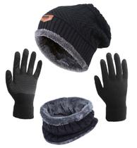 Conjunto de luvas e chapéu de inverno HINDAWI preta