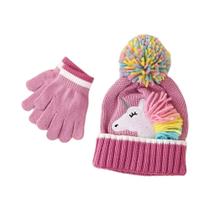 Conjunto De Luvas E Gorro De Unicórnio De Malha Para Meninas, Gorro Quente Para Crianças De 2 a 6