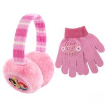 Conjunto de luvas e protetores de ouvido de inverno Disney Princess Pink Girls 4-7