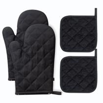 Conjunto de luvas e tapetes, forno resistente ao calor, preto, conjunto de 4 peças Conjunto de luvas e tapetes, forno resistente ao calor, preto, conjunto de 4 peças