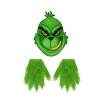 Conjunto De Luvas Máscara Verde Para Halloween, Natal, Cosplay, Festa E Adereços De Fantasia De