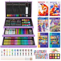 Conjunto de luxo de 269 peças Art Supplies POPYOLA com estojo de madeira Conjunto de luxo de 269 peças Art Supplies POPYOLA com estojo de madeira