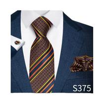 Conjunto De Luxo Masculino Dourado Paisley: Gravata, Abotoaduras E Lenço De Bolso 8cm Acessórios
