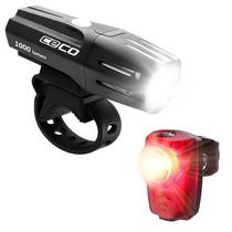 Conjunto de luzes de bicicleta CECO F1000, farol de 1000 lúmens e luz traseira T100