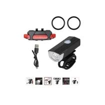 Conjunto de luzes de bicicleta LED USB recarregável frontal e traseiro Conjunto de luzes de bicicleta LED USB recarregável frontal e traseiro