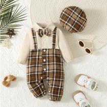 Conjunto De Macacão De Duas Peças Para Bebê Menino (1-24 Meses) Com Lapela De Gravata Borboleta,