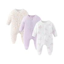 Conjunto De Macacão De Manga Longa Para Bebê Menina 100% Algodão Outono Inverno Casual Macacões Para