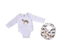 Conjunto de macacão e babador para bebês Mud Pie Aussie de 0 a 6 meses