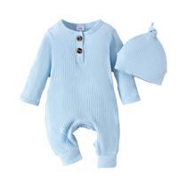 Conjunto De Macacão E Chapéu Em Listras Multicoloridas Para Meninos Recém-Nascidos, Confortável E