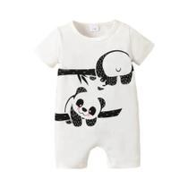 Conjunto De Macacão E Chapéu Para Bebê Menino Recém-Nascido, Estampa De Urso Panda, Manga Curta, Conjunto De Macacão E Chapéu Para Bebê Menino Recém-Nascido, Estampa De Urso Panda, Manga Curta,