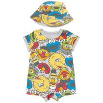 Conjunto de macacão e chapéu Sesame Street Elmo Cookie Monster 24M