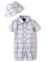 Conjunto de macacão e chapéu The Children's Place Baby Boy de 9 a 12 meses