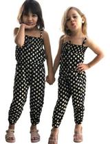 Conjunto De Macacão Infantil Malha Bolinhas Brancas R15