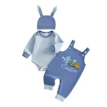 Conjunto de macacão listrado Outfit Beqeuwell My First Easter Baby Boy Conjunto de macacão listrado Outfit Beqeuwell My First Easter Baby Boy