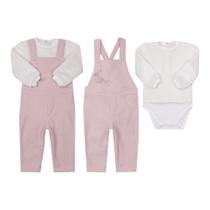 Conjunto de Macacão Longo Jardineira e Body em Pêlo Paraíso