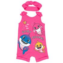 Conjunto de macacão sem mangas Pinkfong Baby Shark para meninas 5T Conjunto de macacão sem mangas Pinkfong Baby Shark para meninas 5T