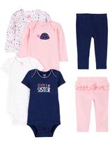 Conjunto de macacão Simple Joys by Carter's de 6 peças para bebês e meninas 24M Conjunto de macacão Simple Joys by Carter's de 6 peças para bebês e meninas 24M