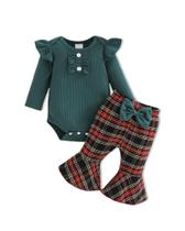 Conjunto de macacão verde Doresbebe e calças xadrez de 12 a 18 m