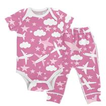 Conjunto de macacões e calças KICPOAY Airplanes Cloud Stars 9-12M Conjunto de macacões e calças KICPOAY Airplanes Cloud Stars 9-12M