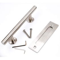 Conjunto de maçaneta de porta de celeiro e tração embutida goldenwarm LS08BSN