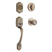 Conjunto de maçaneta e fechadura da porta frontal Kwikset Belleview Conjunto de maçaneta e fechadura da porta frontal Kwikset Belleview