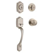 Conjunto de maçaneta e fechadura da porta frontal Kwikset Belleview Conjunto de maçaneta e fechadura da porta frontal Kwikset Belleview