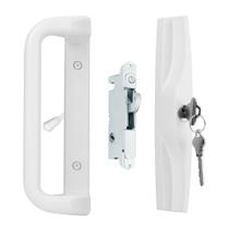 Conjunto de maçaneta para porta de correr de pátio House Guard Série 1006 branco com fechadura
