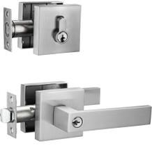 Conjunto de maçanetas Berlin Modisch Square Satin Nickel Deadbolt