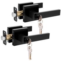 Conjunto de maçanetas e fechaduras da porta frontal HOSOM Matte Black, pacote com 2