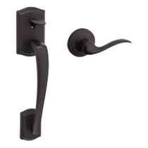 Conjunto de maçanetas para porta dianteira Kwikset Prescott Non-Locking Bronze