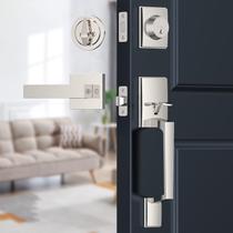 Conjunto de maçanetas para portas dianteiras Brightify Satin Nickel com fechadura